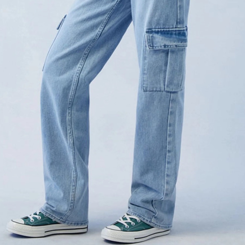 Pacsun Light Indigo '90s Boyfriend Cargo Jeans- Medium Indigo Wash - Picture 5 of 7